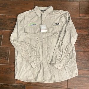 New Eddie Bauer Cotton Fishing Shirt SizeL Shell 100% Cotton Mesh 100% Polyester